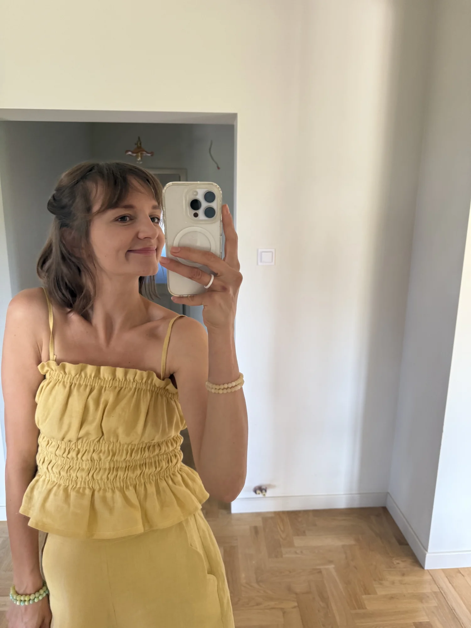 Lniany marszczony top MOLLY