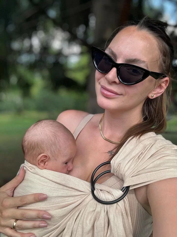 Lniana chusta  kółkowa BEIGE