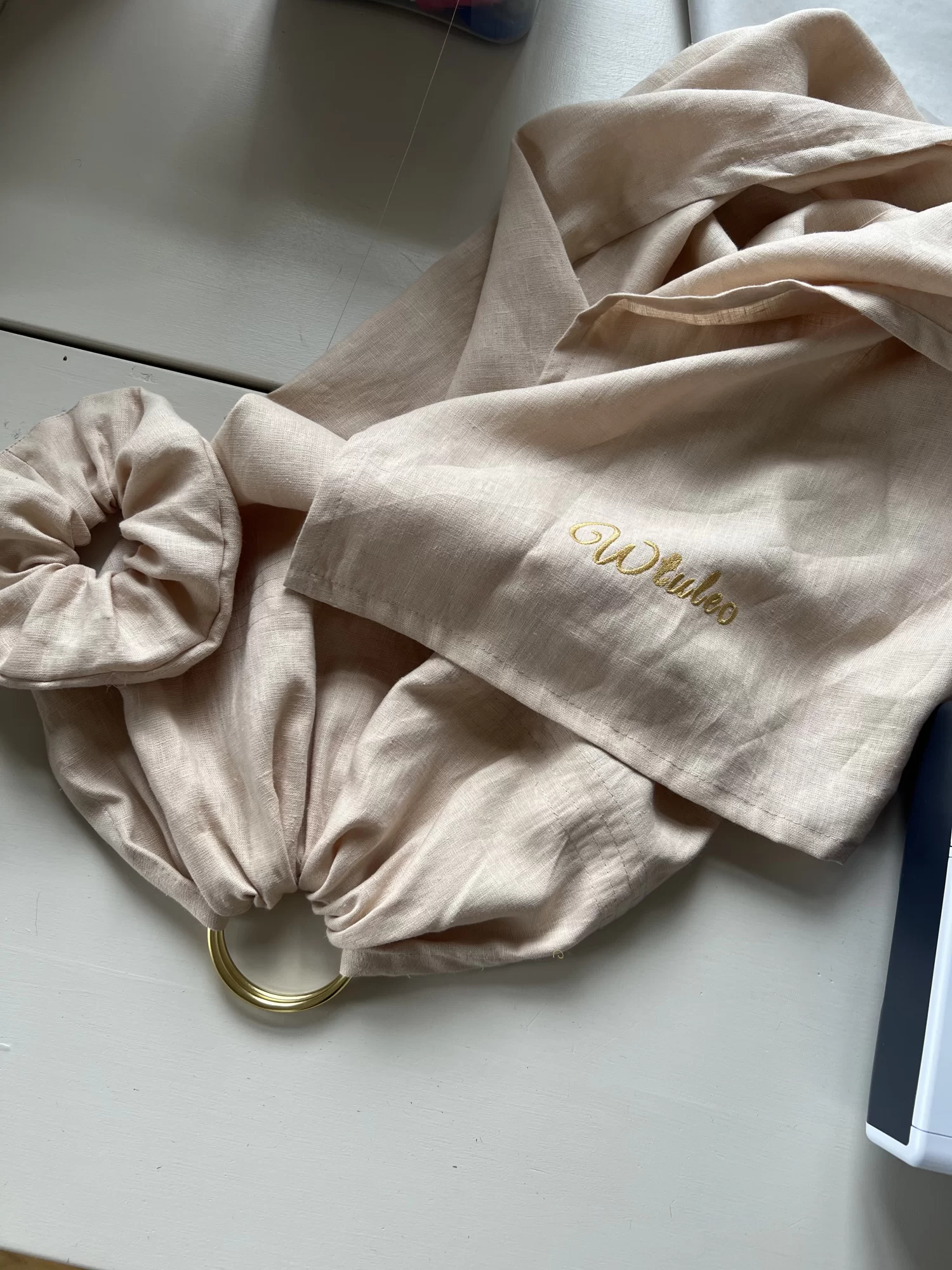 Lniana chusta  kółkowa BEIGE