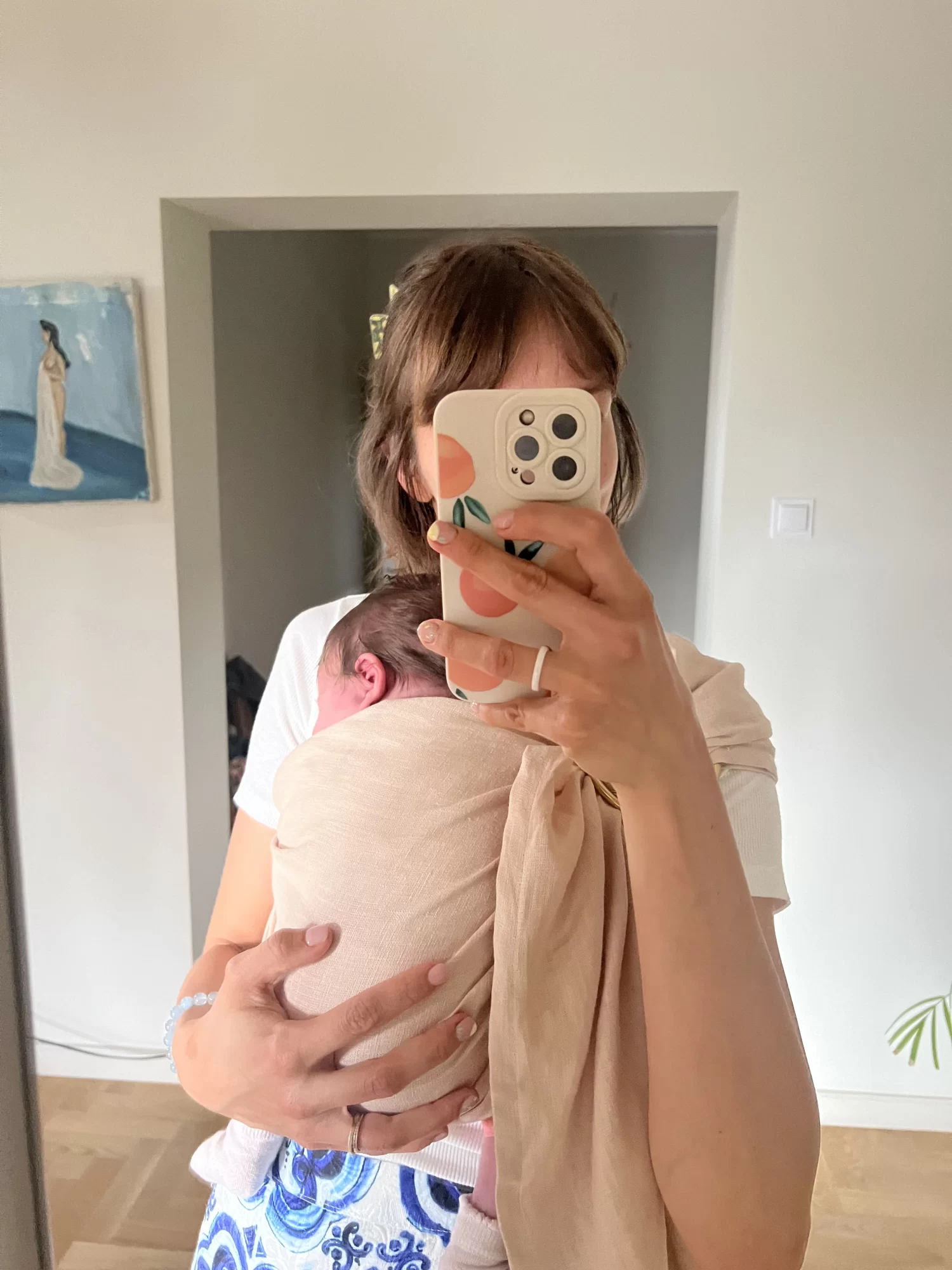 Lniana chusta  kółkowa BEIGE