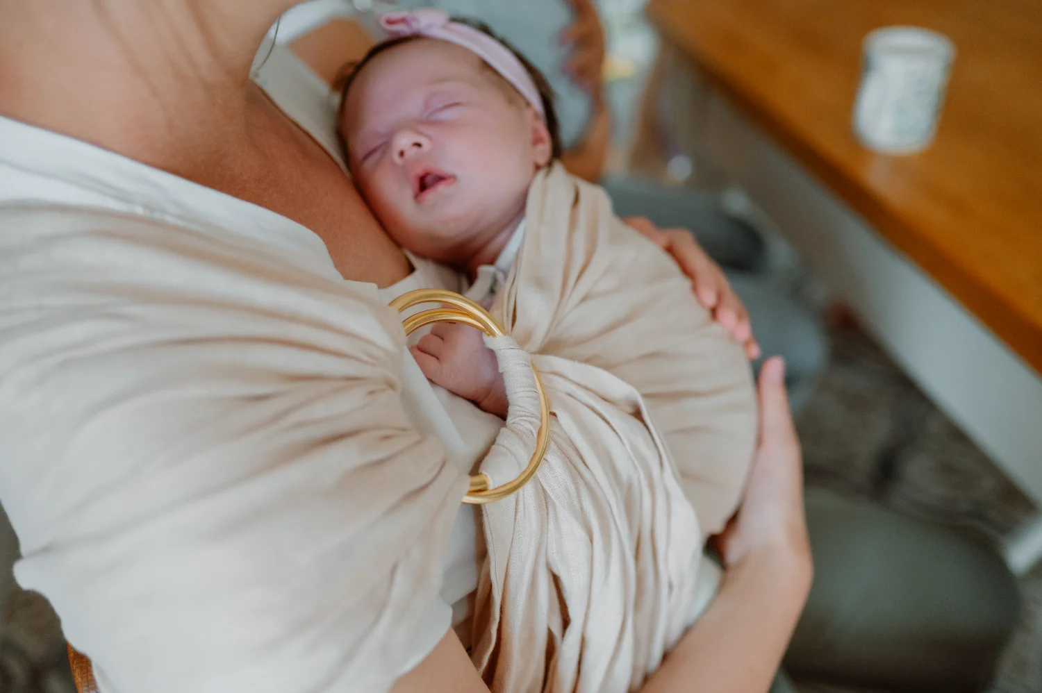 Lniana chusta  kółkowa BEIGE