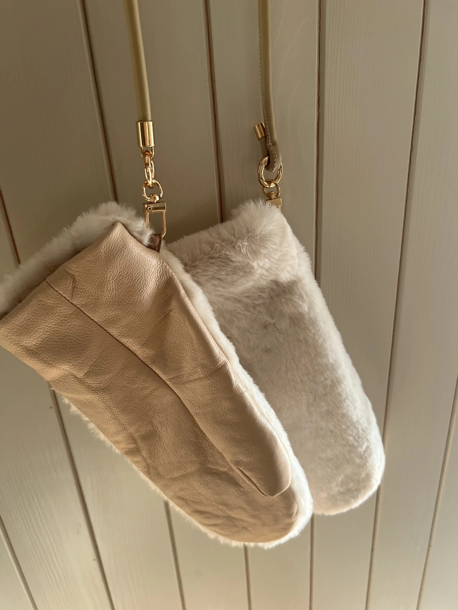 Cieplutkie rękawiczki połączenie skóry naturalnej i futerka 