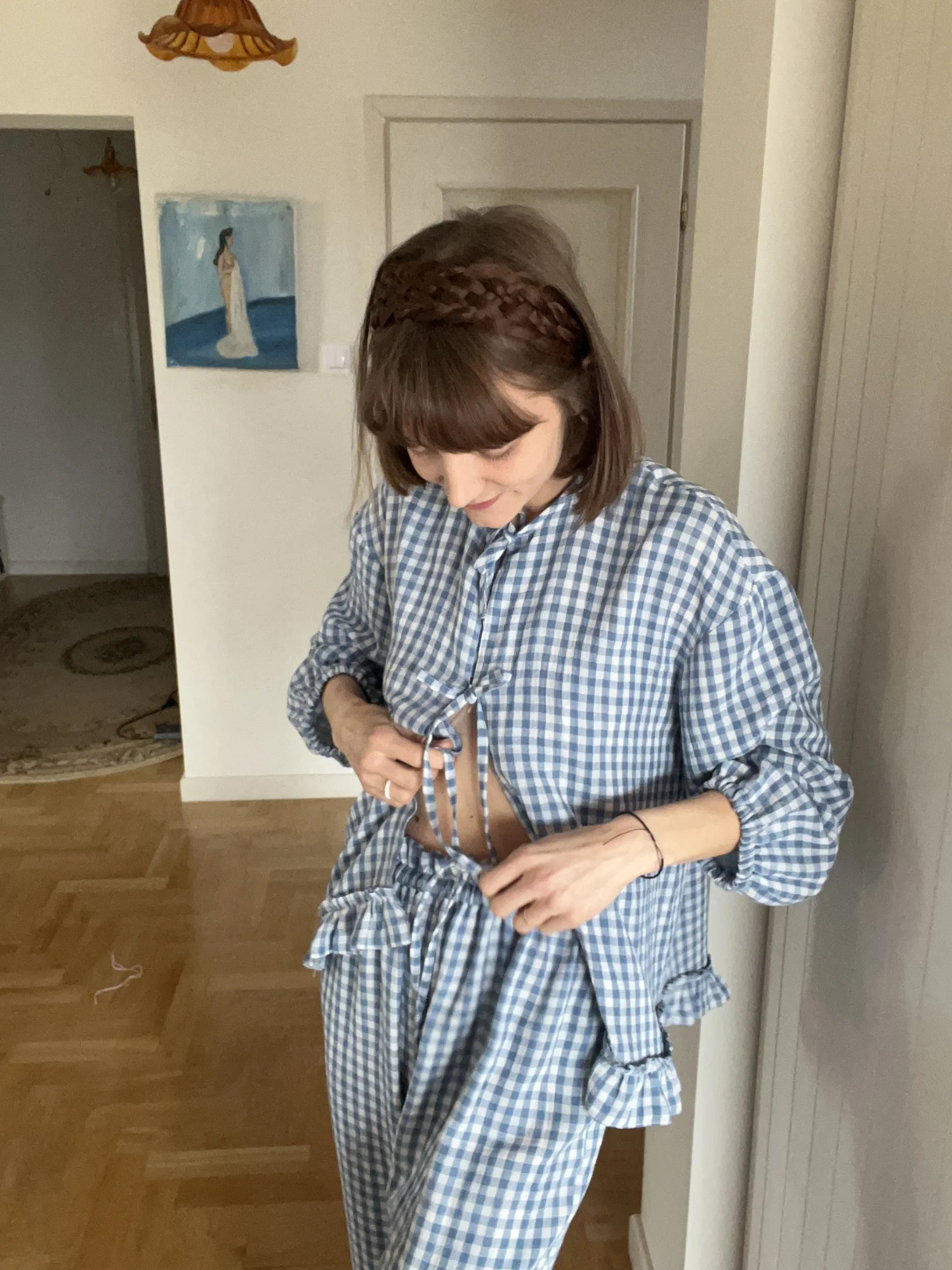 Muślinowa koszula z kołnierzykiem i wiązaniem Lea 