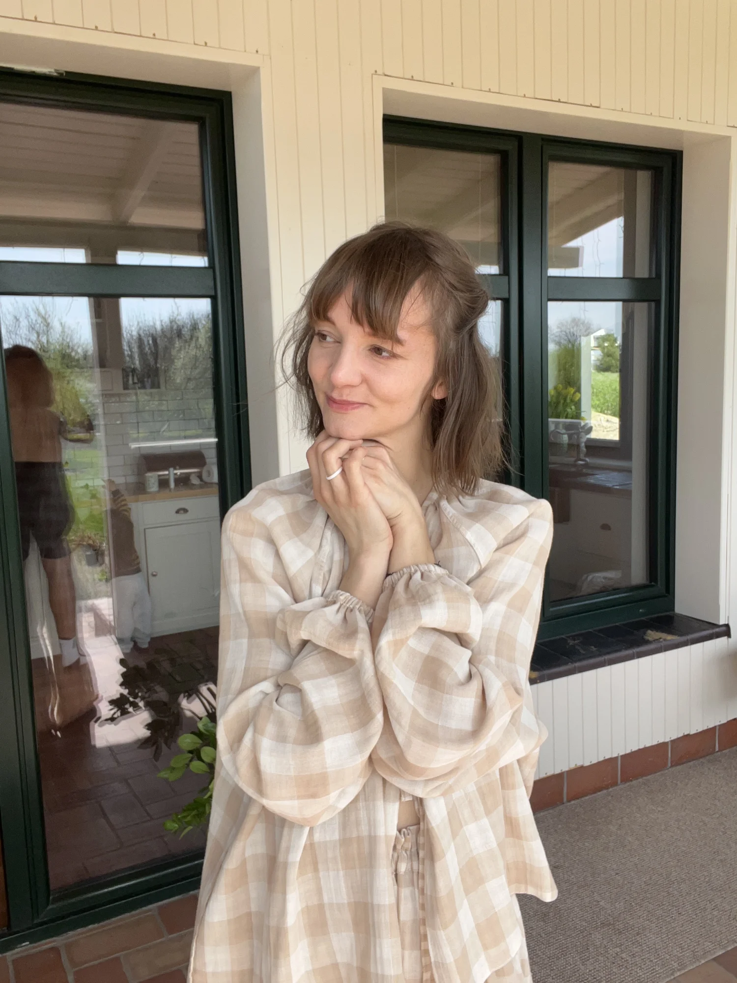 Dwustronna Muślinowa koszula wiązana przy szyi Bella