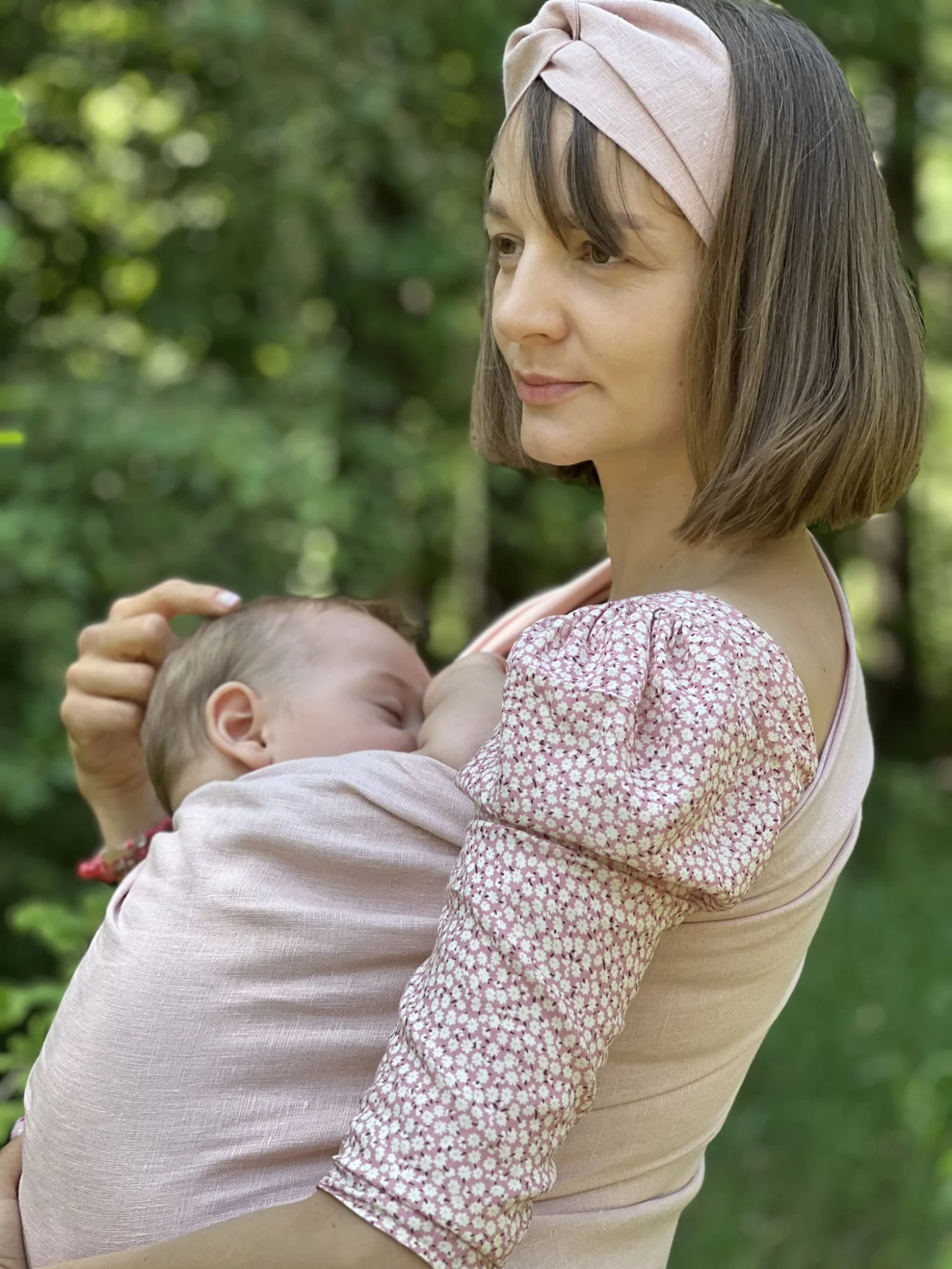 Lniana  chusta kółkowa Rose