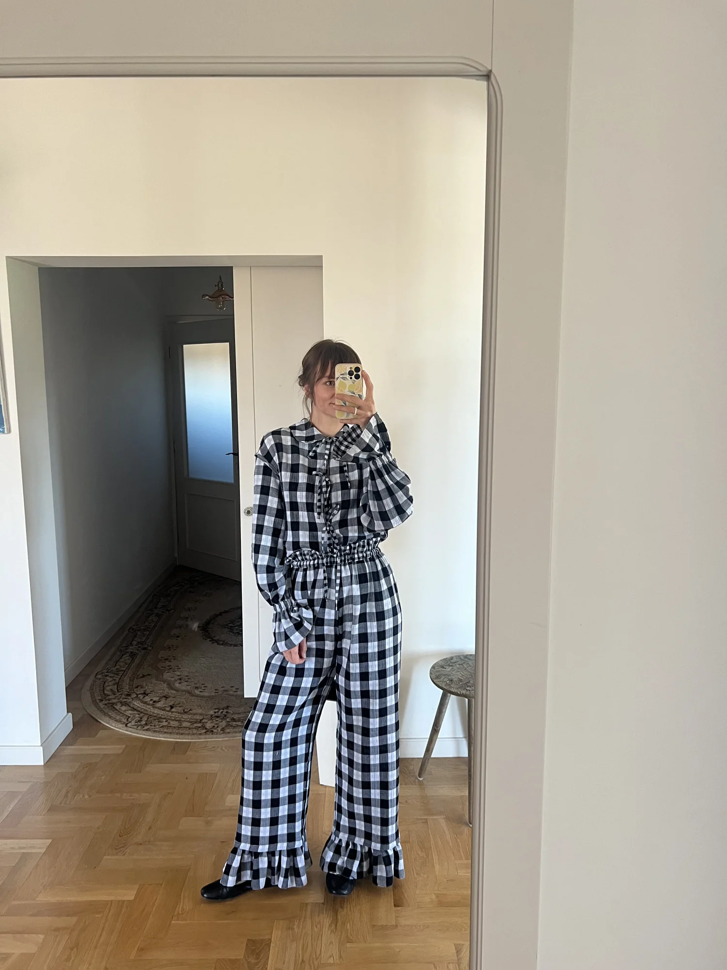 Dwustronne Muślinowe spodnie z falbaną Sofia