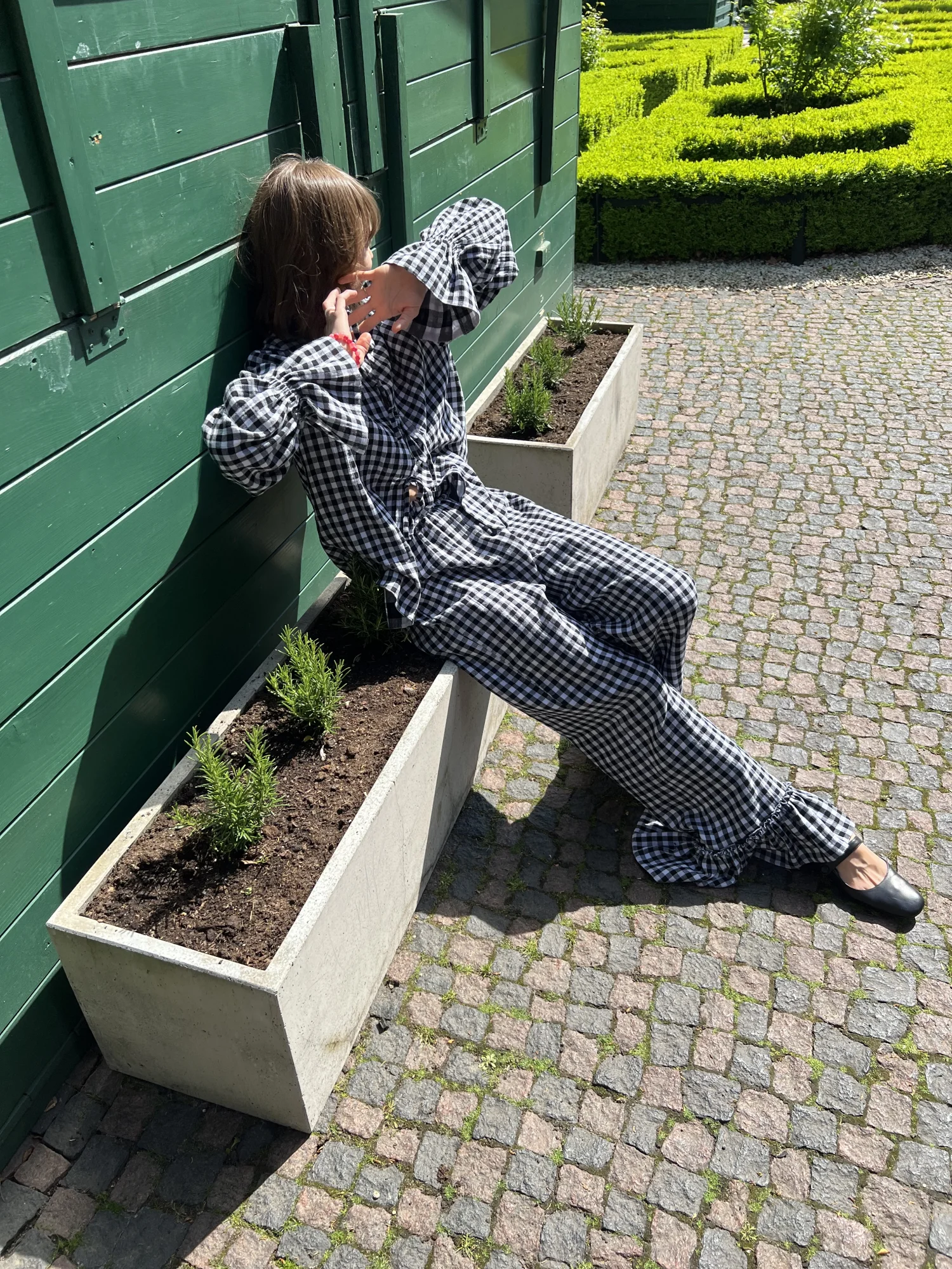 Dwustronne Muślinowe spodnie z falbaną Sofia