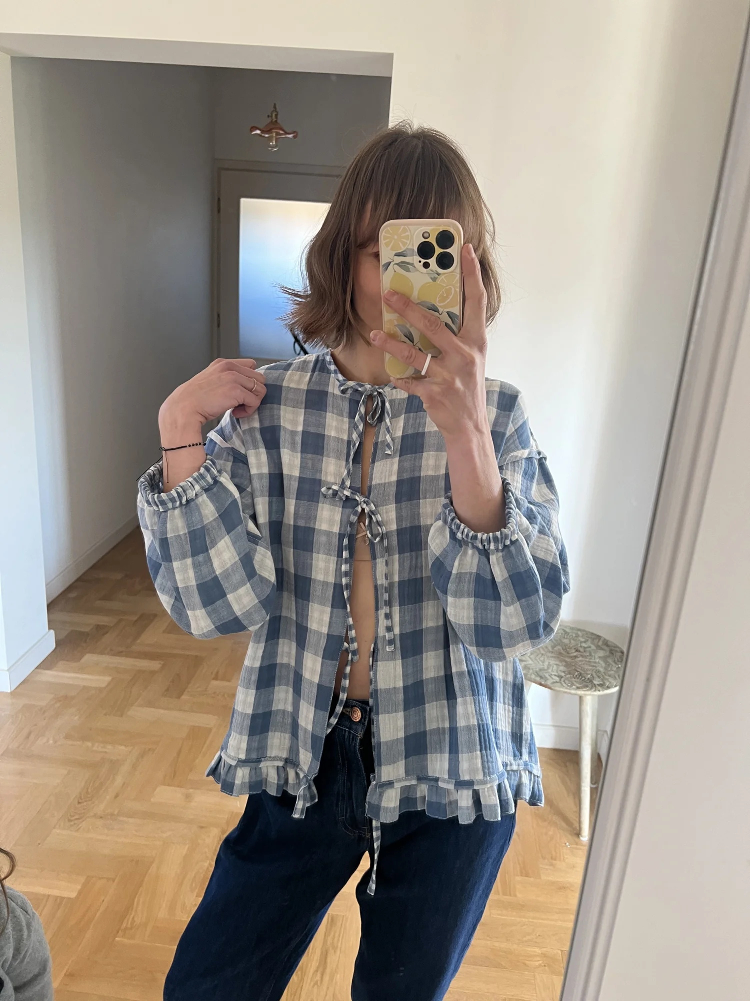 Dwustronna Muślinowa koszula z wiązaniem i falbanką Kelly