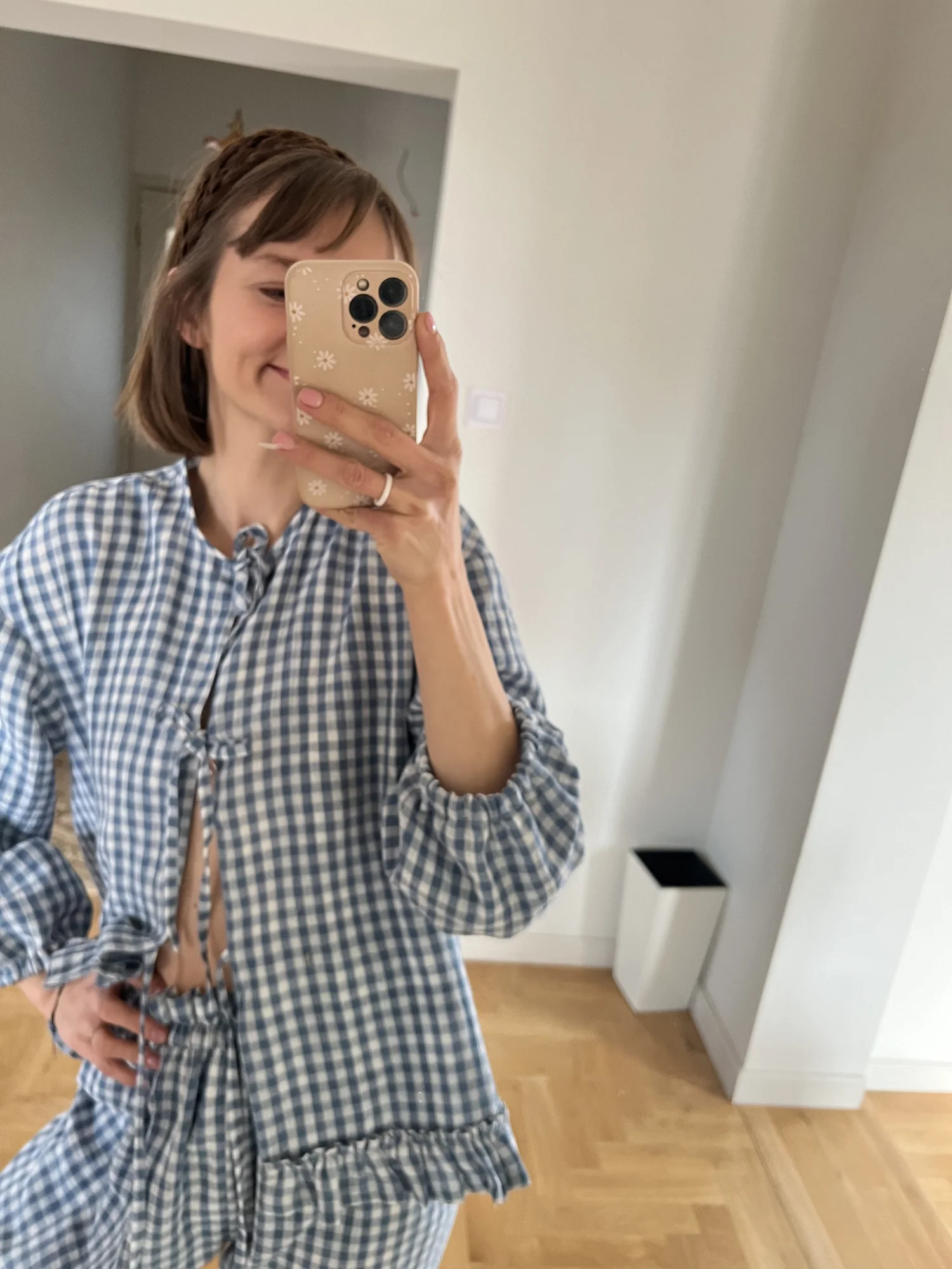 Dwustronna Muślinowa koszula z wiązaniem i falbanką Kelly