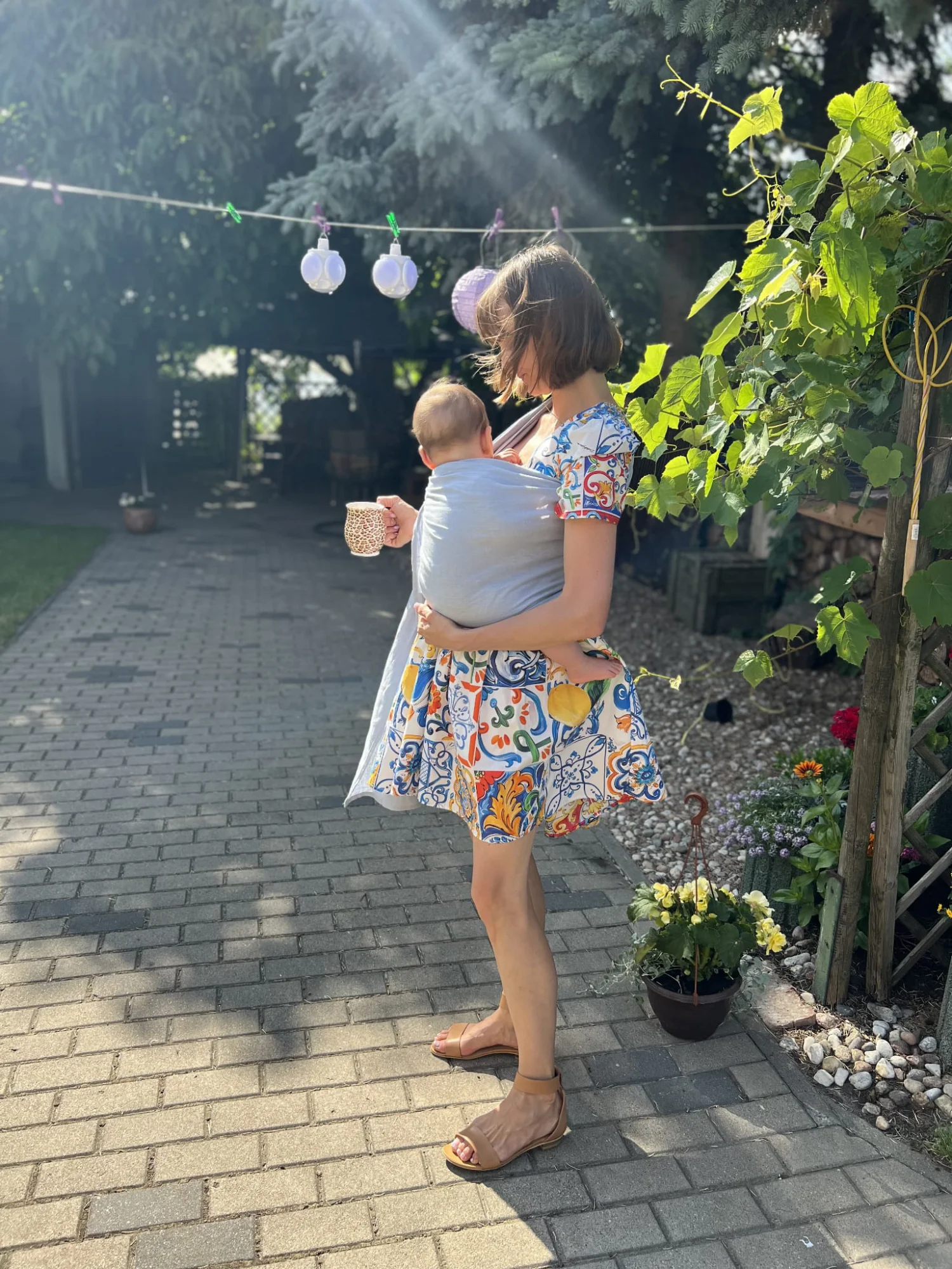 Lniana chusta kółkowa Blue Dreams