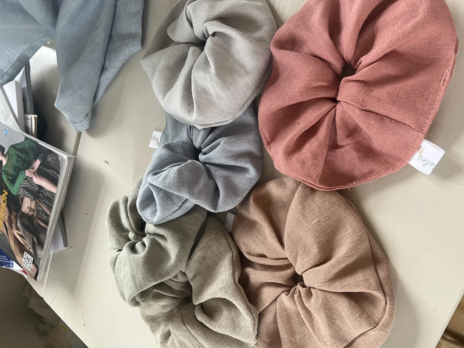 Lniana chusta kółkowa Blue Dreams