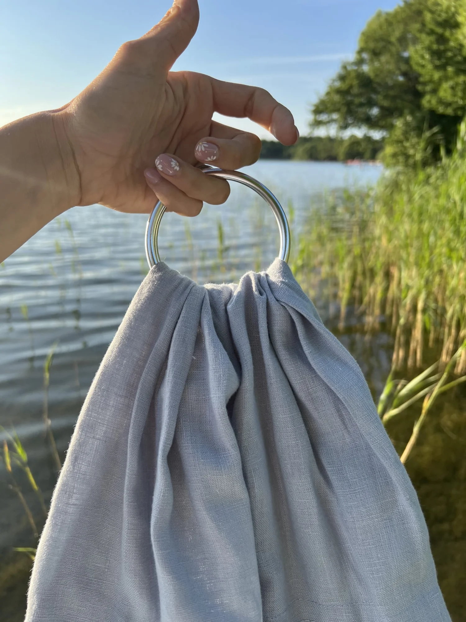 Lniana chusta kółkowa Blue Dreams