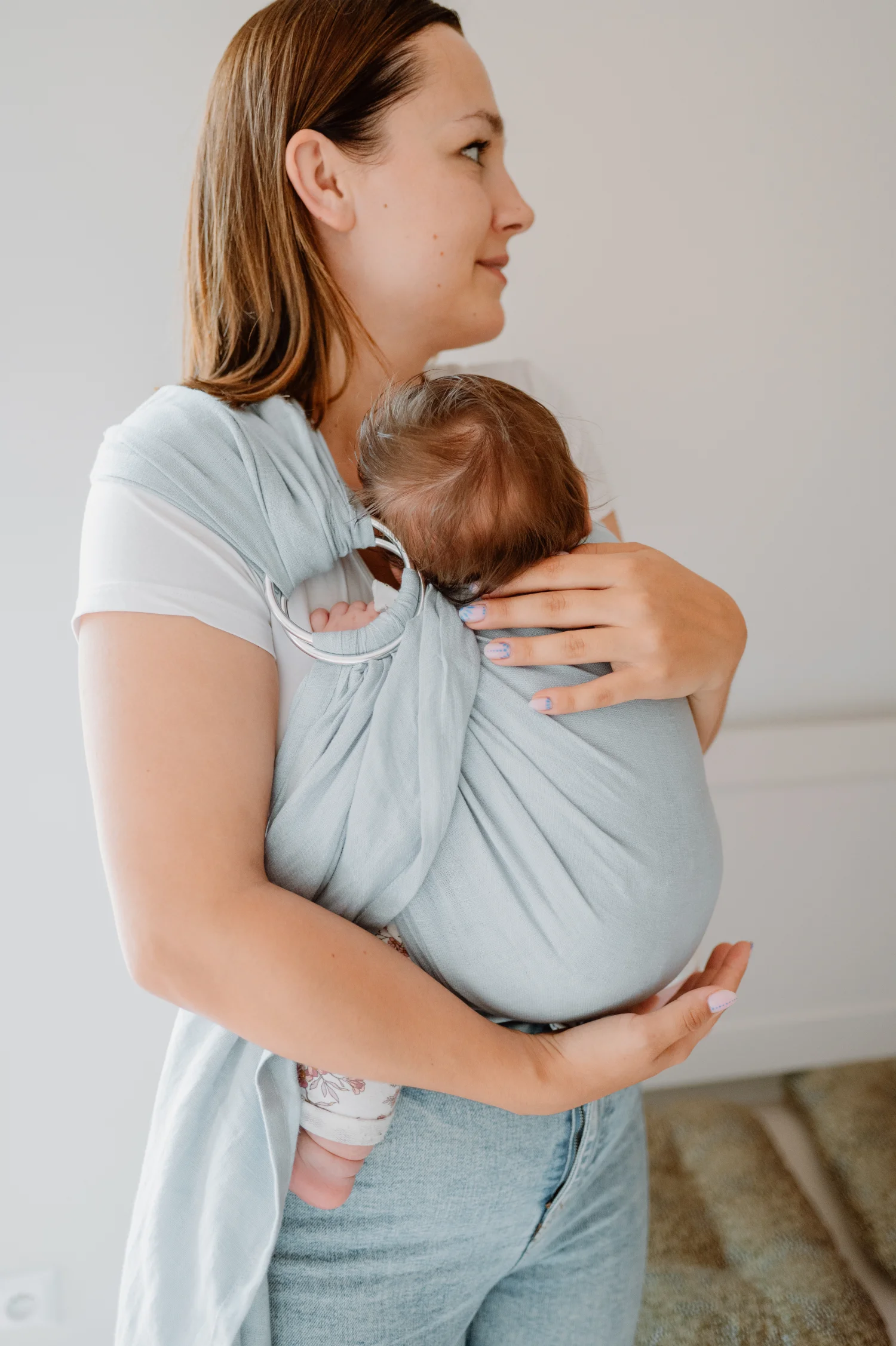 Lniana chusta kółkowa Blue Dreams